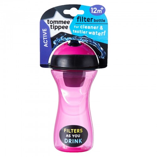 TOMMEE TIPPEE - Compact Lightweight Water Filter Drinks Bottle Children Girls Pink