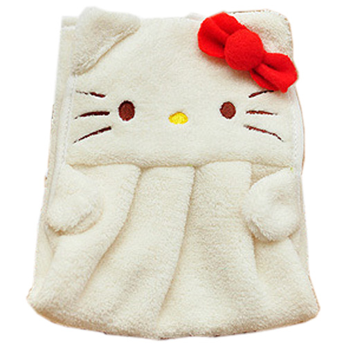 DQ - Colorful Sweet Candy Colored Cartoon Baby Towel Super Soft Coral Fleece Kid Child Towel Wipe Sweat Hung Towel Cat