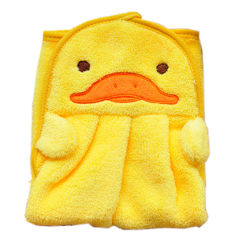 DQ - Colorful Sweet Candy Colored Cartoon Baby Towel Super Soft Coral Fleece Kid Child Towel Wipe Sweat Hung Towel Yellow Ducks