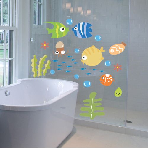 OTHER - Lovely Tropical Cartoon Fish Sea Bubble Ocean World Removable Wall Sticker Washroom Baby Room Decor