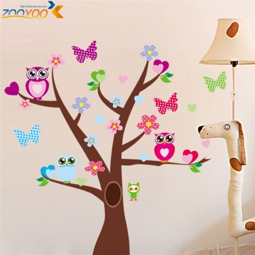 ZOOYOO - Cute Wise Wall Stickers For Kids Room Decorations Nursery Cartoon Children Decals Pvc Animal Wall Decal Diy Butterfly