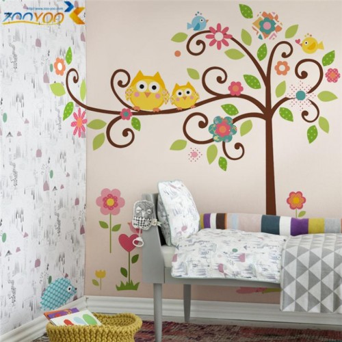 ZOOYOO - Cute Wise Wall Stickers For Kids Room Decorations Nursery Cartoon Children Decals Pvc Animal Wall Decal Diy Fowl