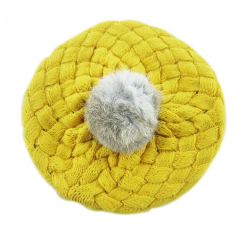 BEBES - Baby Faux Rabbit Fur Gorros For Girl Yellow